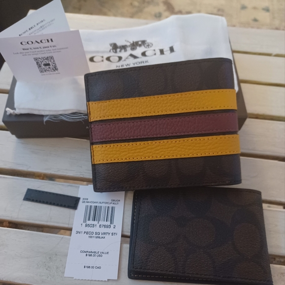 COACH MENS NWT 3 IN 1 Pebbled leather WALLET WITH DUST BAG - Picture 11 of 11